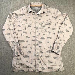 Croft & Barrow Men's Corn Print White Long Sleeves Quick Dry Shirt Size S